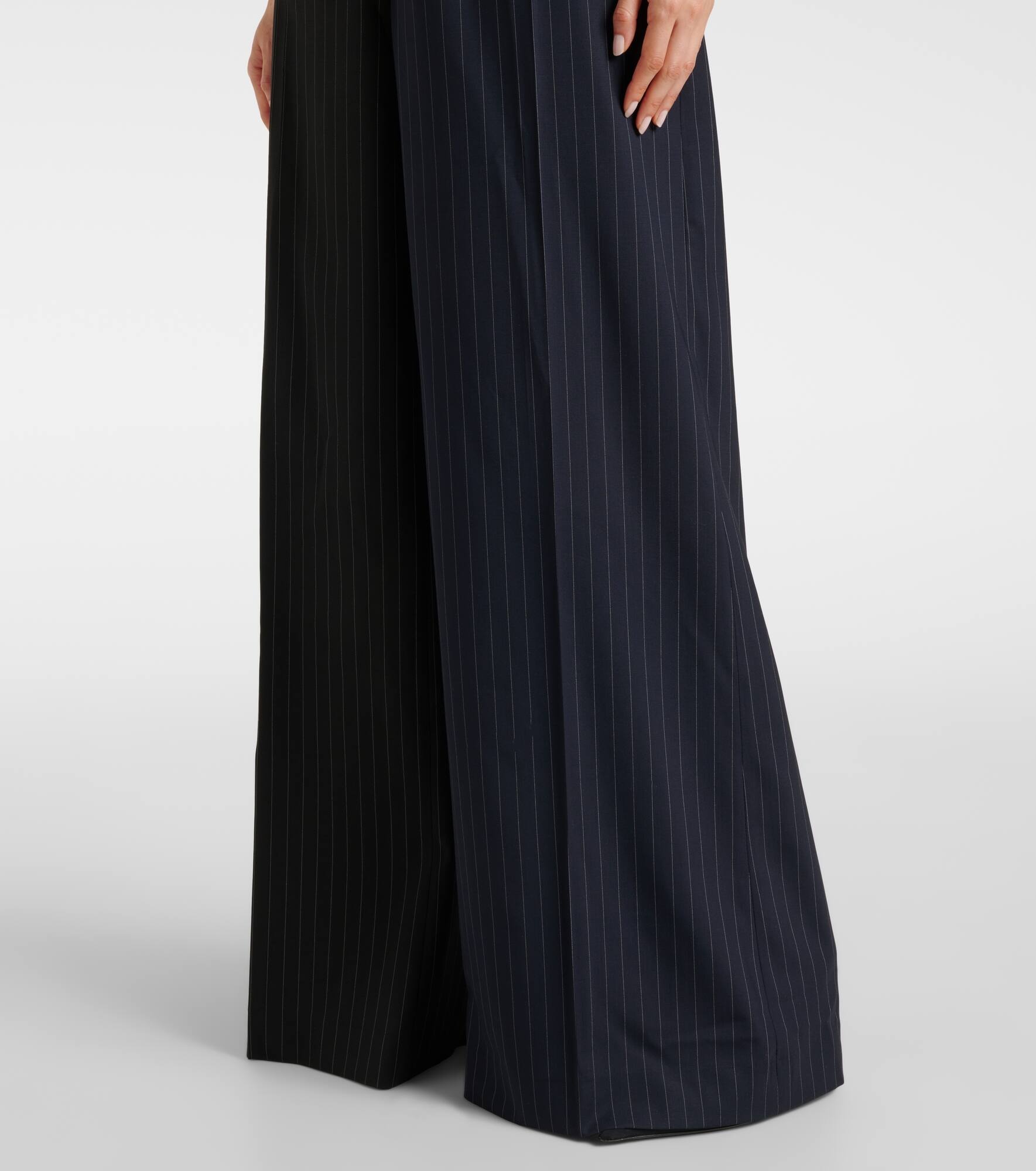 Pinstripe wool wide-leg pants - 5