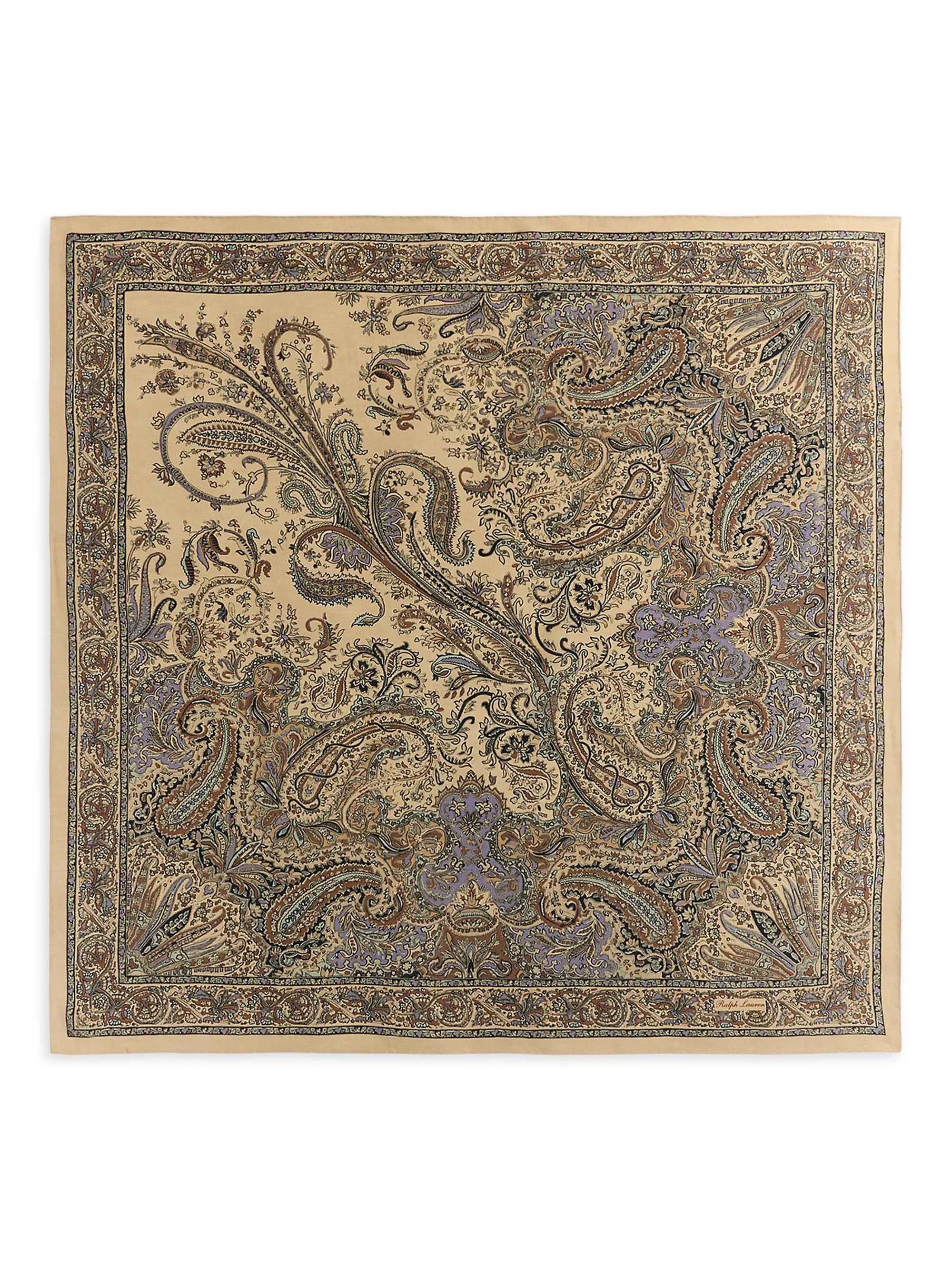 Women's Paisley Silk Scarf - Tan Multi - 1