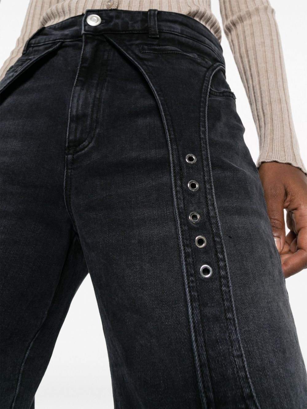 logo-patch cotton wide-leg jeans - 6