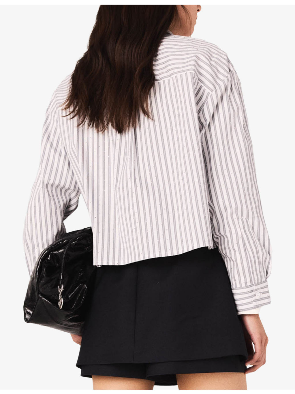 Rhinestone-Embellished Tie-Neck Stretch-Cotton Shirt - 4