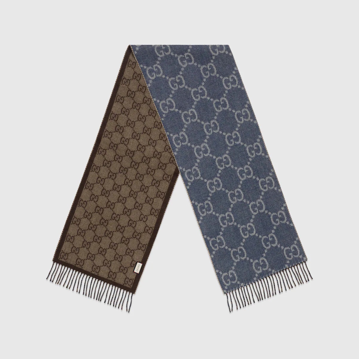 GG jacquard knit scarf with tassels - 2