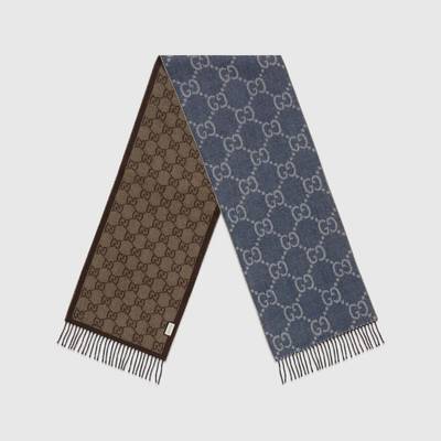 GUCCI GG jacquard knit scarf with tassels outlook