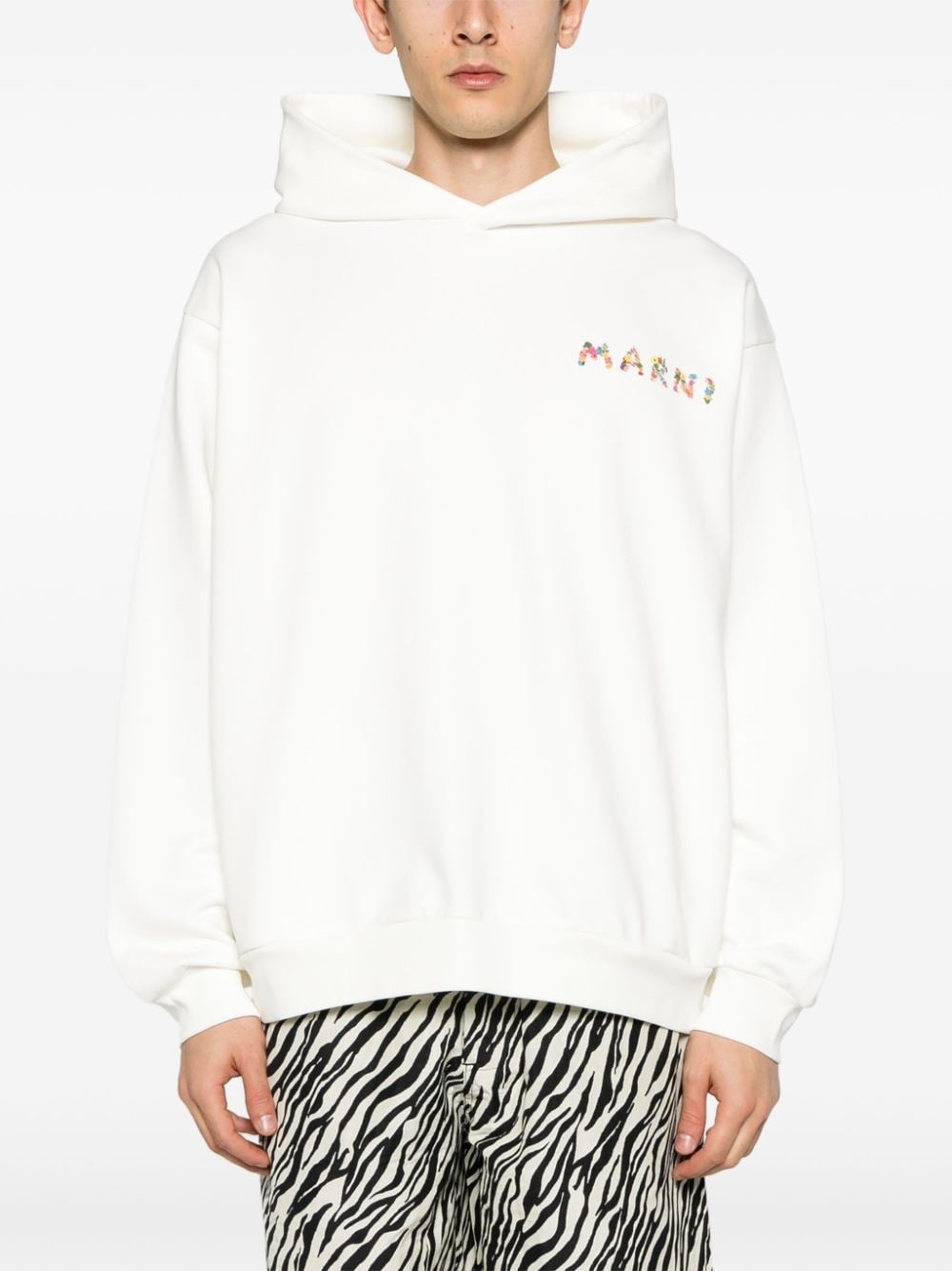 logo-print cotton hoodie - 3