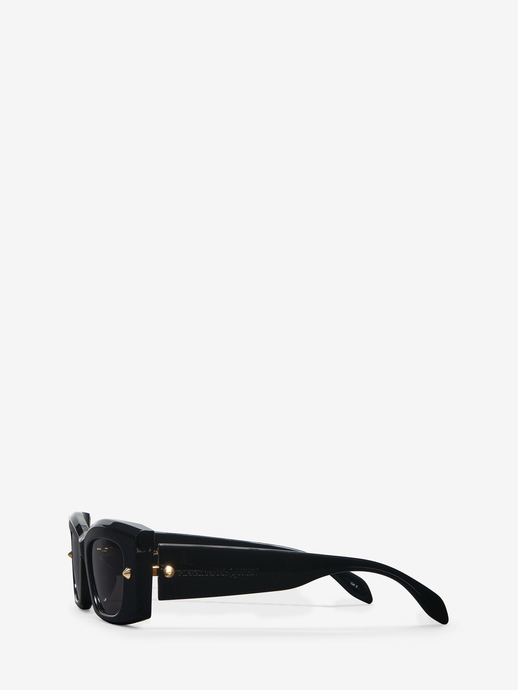 Spike Studs Rectangular Sunglasses in Black/smoke - 3