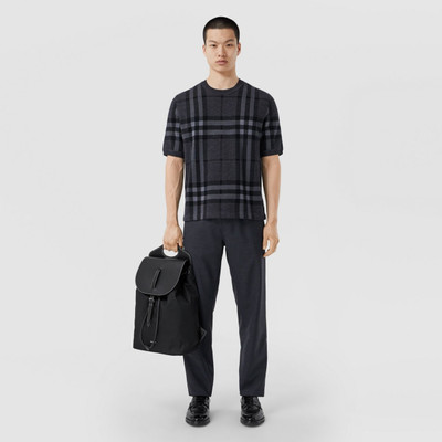 Burberry Short-sleeve Check Silk Wool Jacquard Top outlook