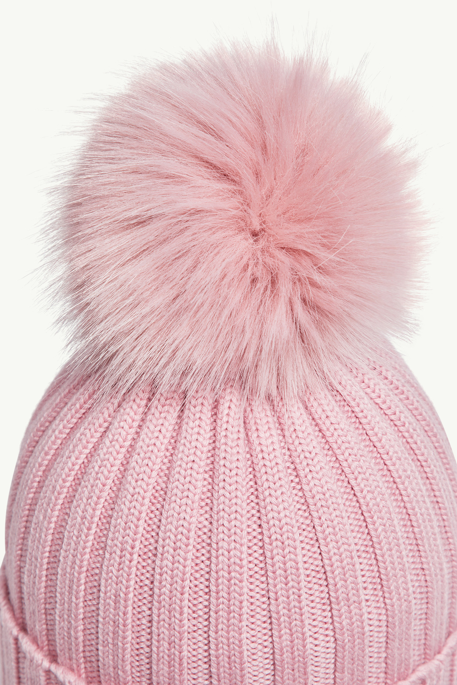Wool Beanie with Faux Fur Pom Pom - 5