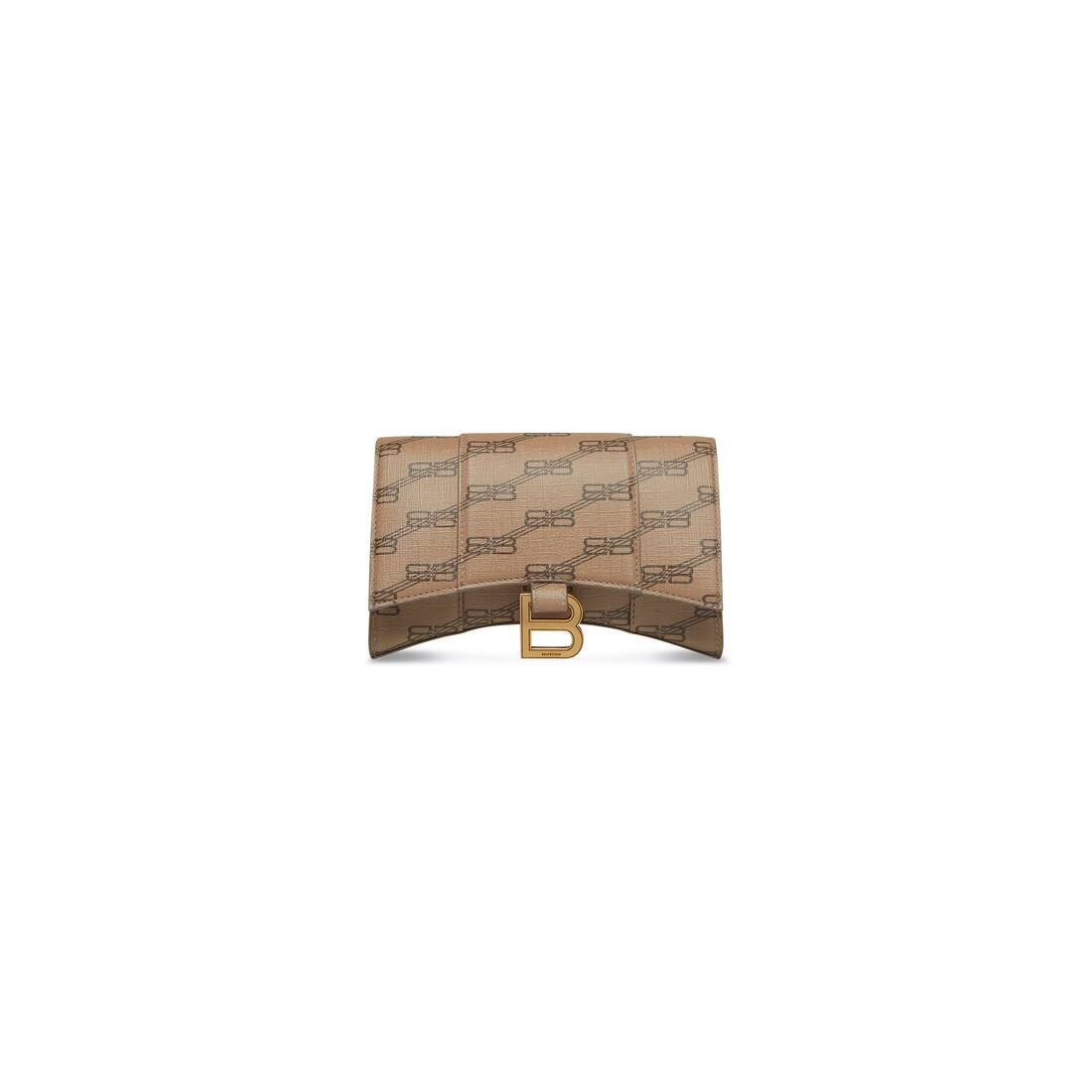 Women's Hourglass Wallet With Chain Bb Monogram Coated Canvas in Beige - 7