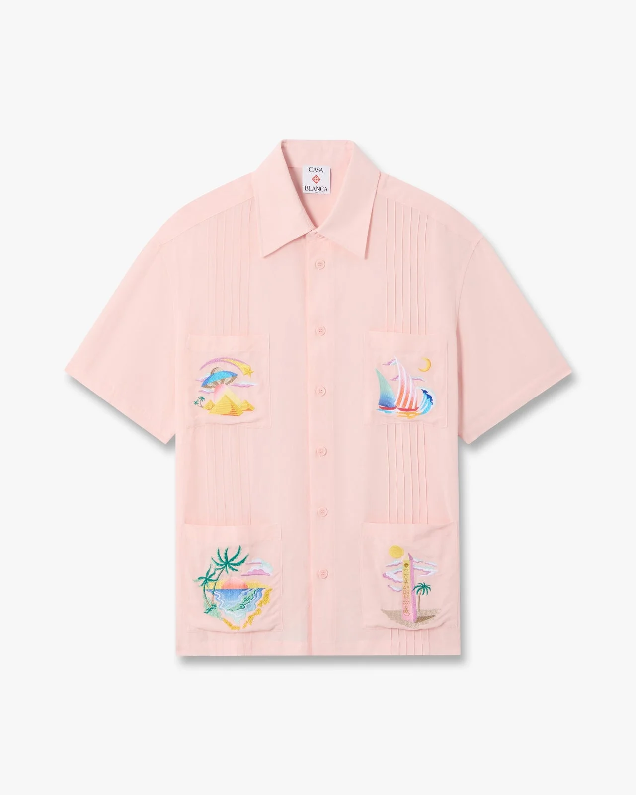 Pink Phantasmagoria Embroidered Short Sleeve Shirt - 1