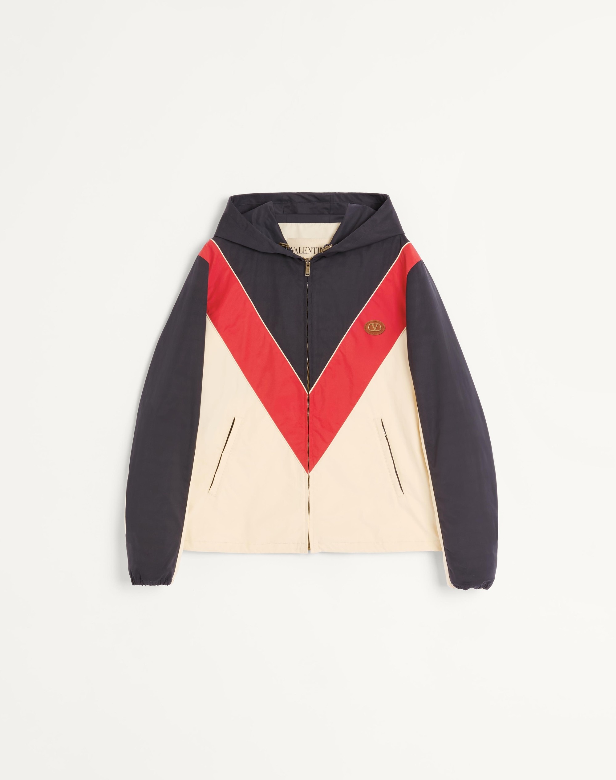 NYLON HOODED WINDBREAKER WITH VLOGO PATCH - 1