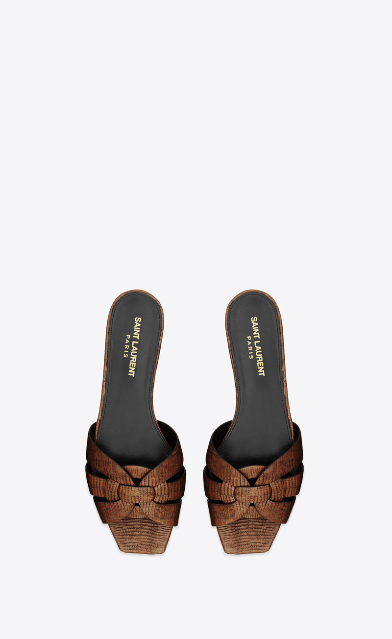 SAINT LAURENT tribute mules in lizard-embossed leather outlook