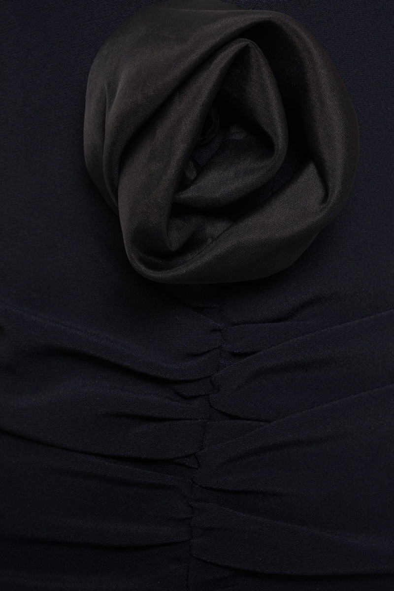 CADY EVENING DRESS WITH MIKADO COLLAR, ROSE DETAIL 3