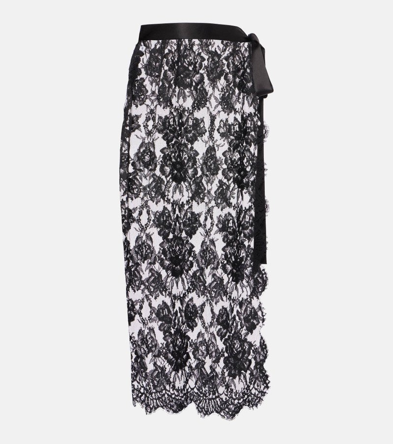 Cotton and silk-blend lace midi skirt 1
