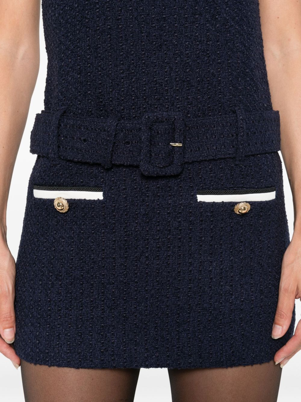 belted tweed mini dress - 5