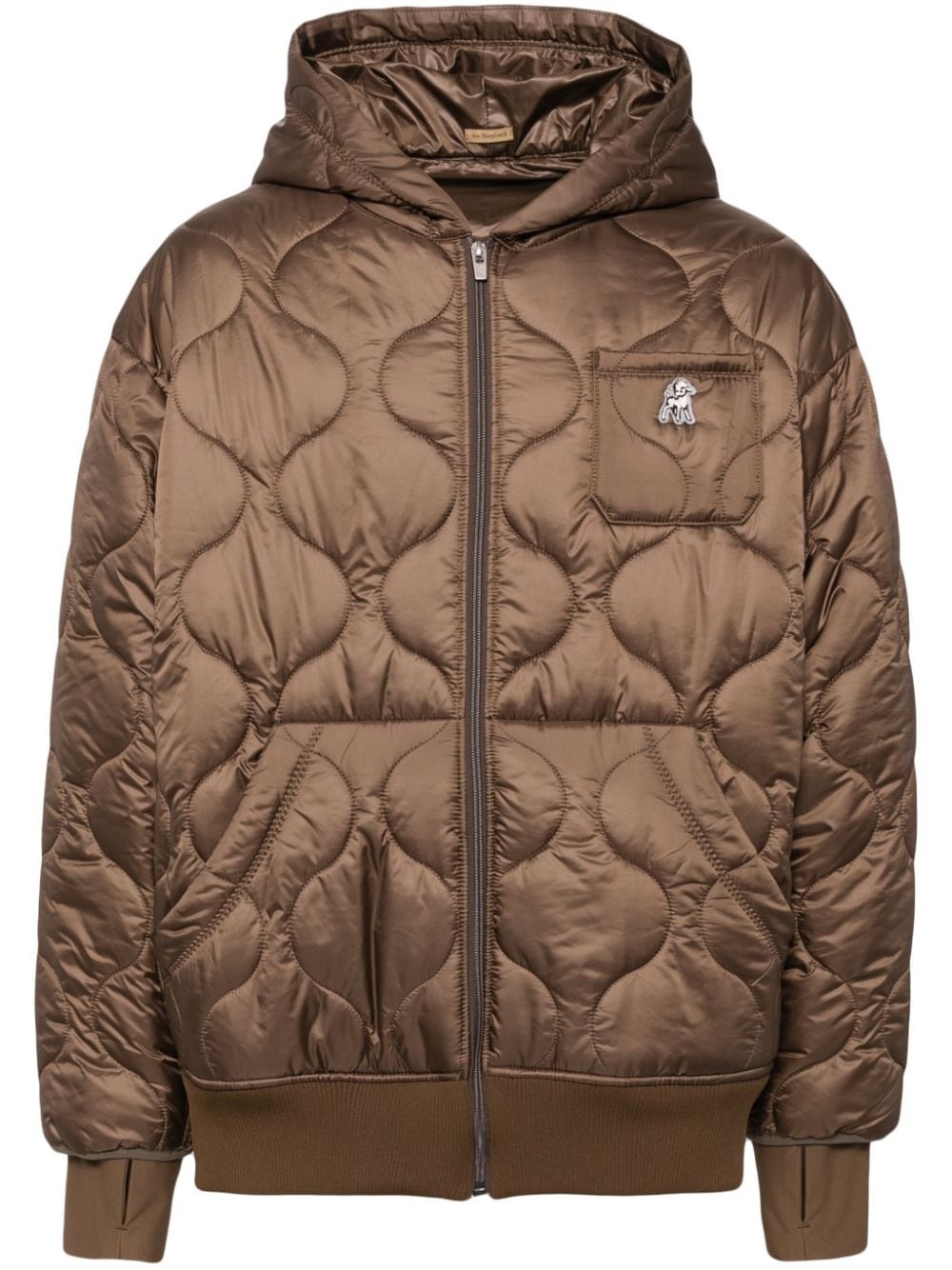 appliqué logo down jacket - 1