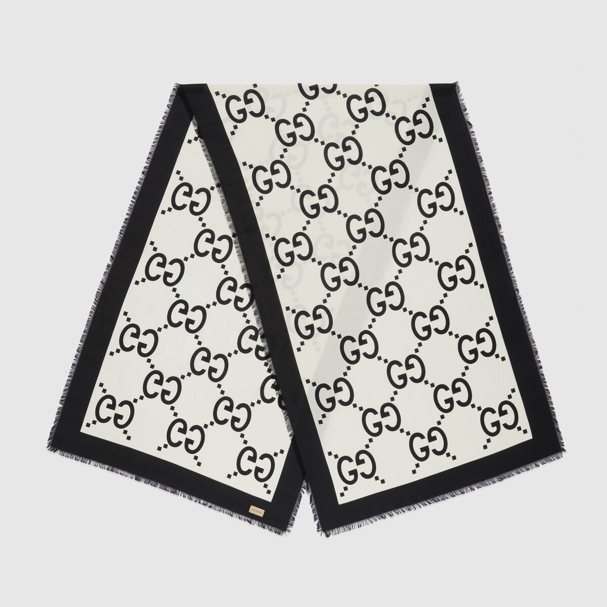 GG wool silk scarf - 2