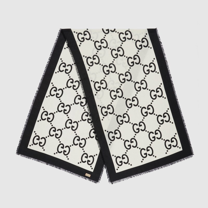 GUCCI GG wool silk scarf outlook