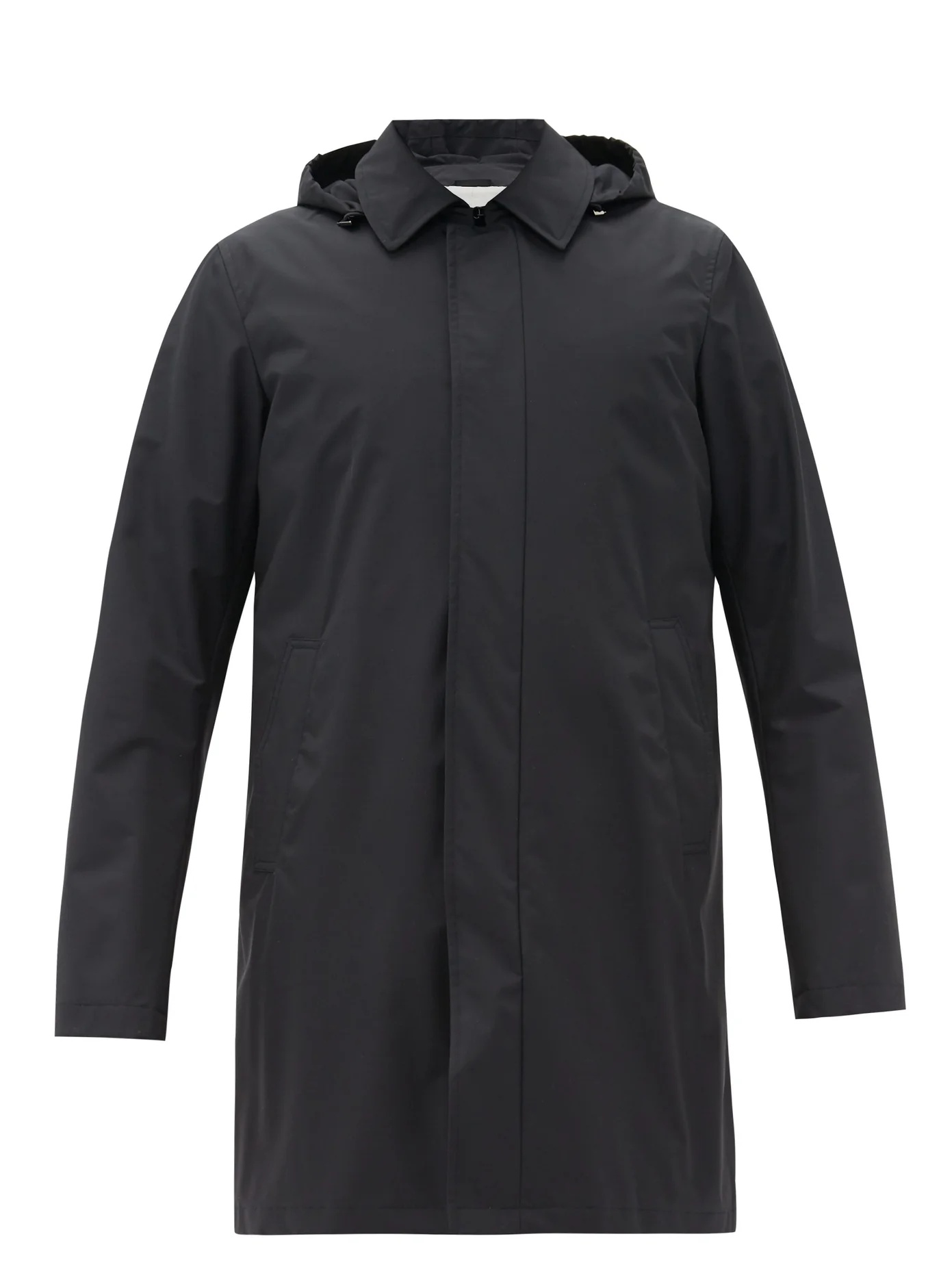 Hooded wool-blend raincoat - 1