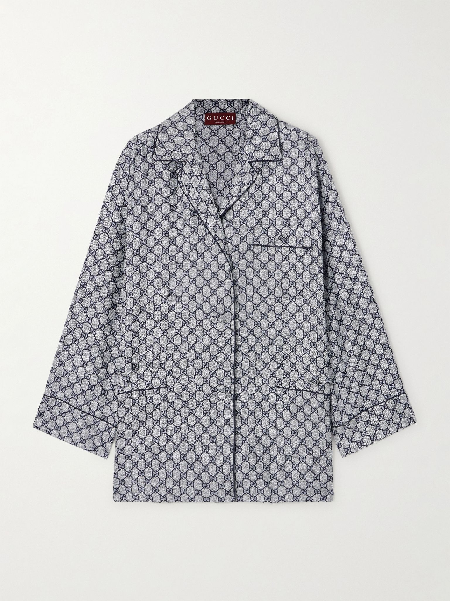 GG Supreme printed silk-twill pajama shirt Blue - 1