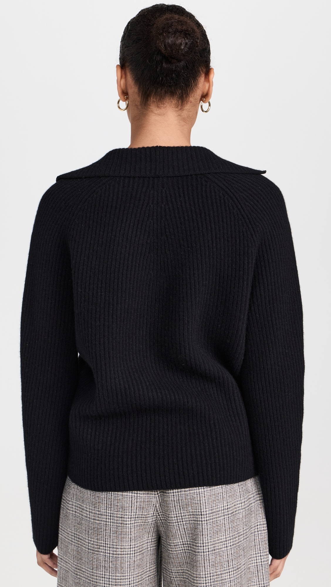 Leather Trim Ribbed Polo Sweater - 2