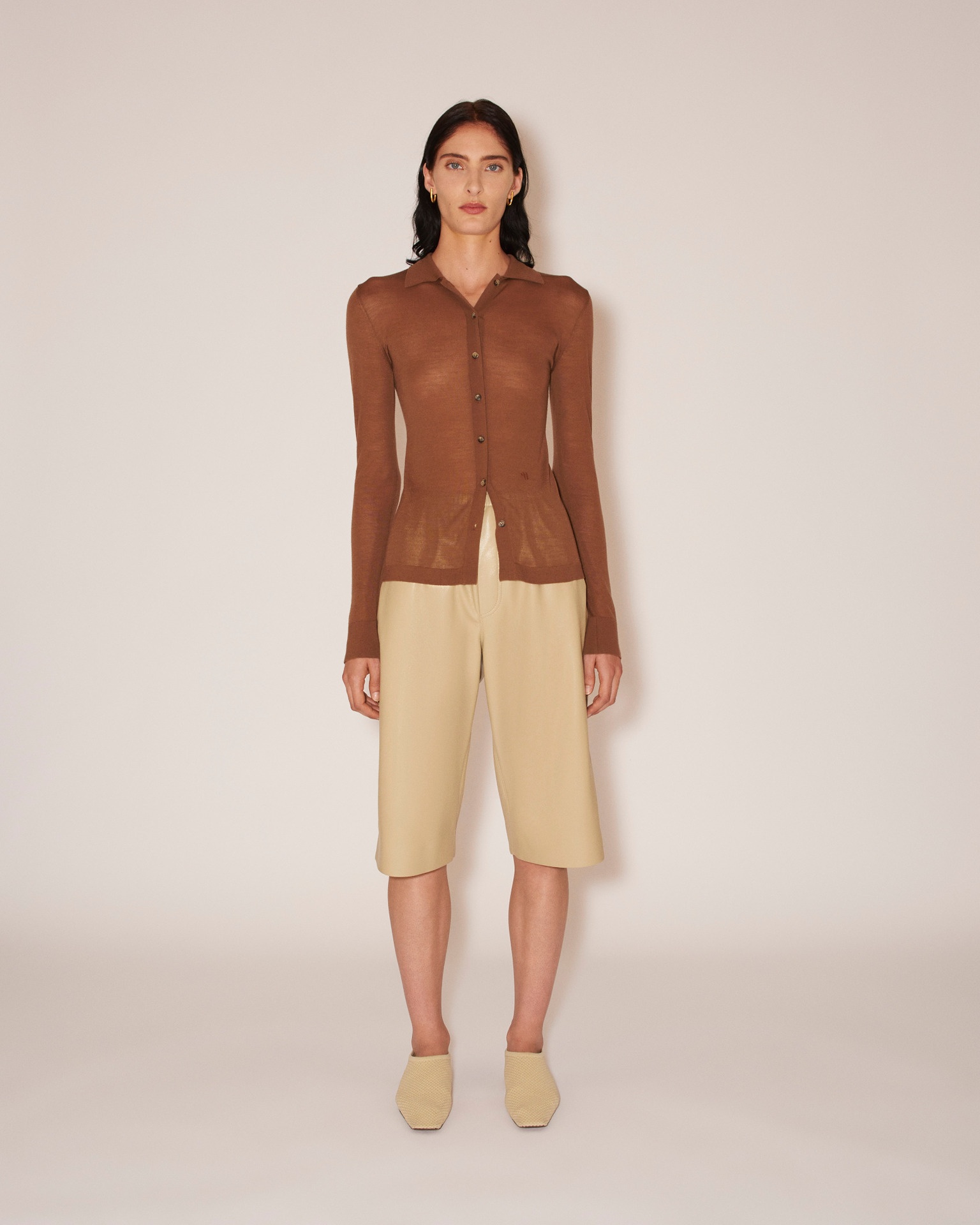 THALIA - Superfine merino cardigan - Brown - 1