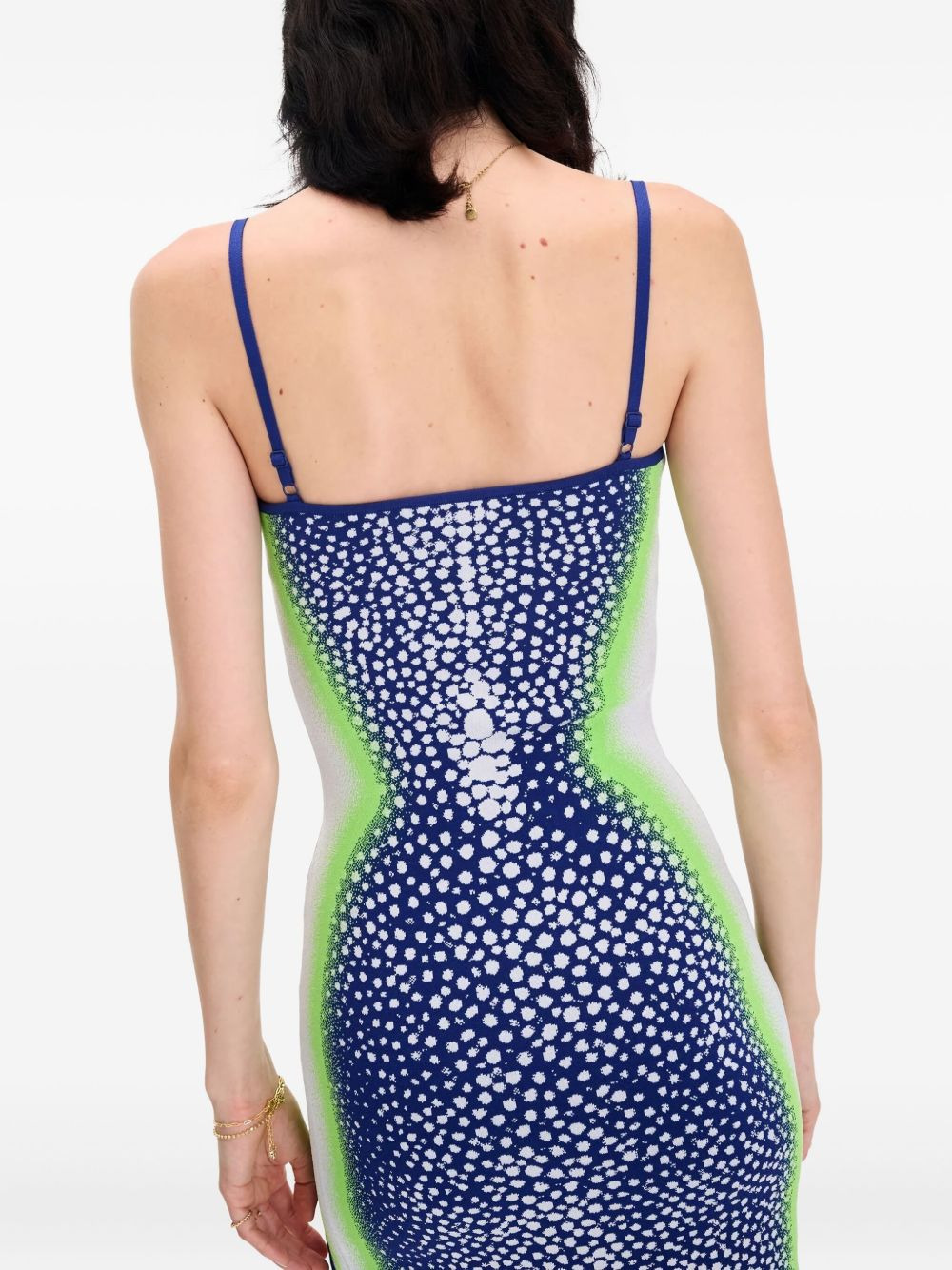 spot-print side-split dress - 4