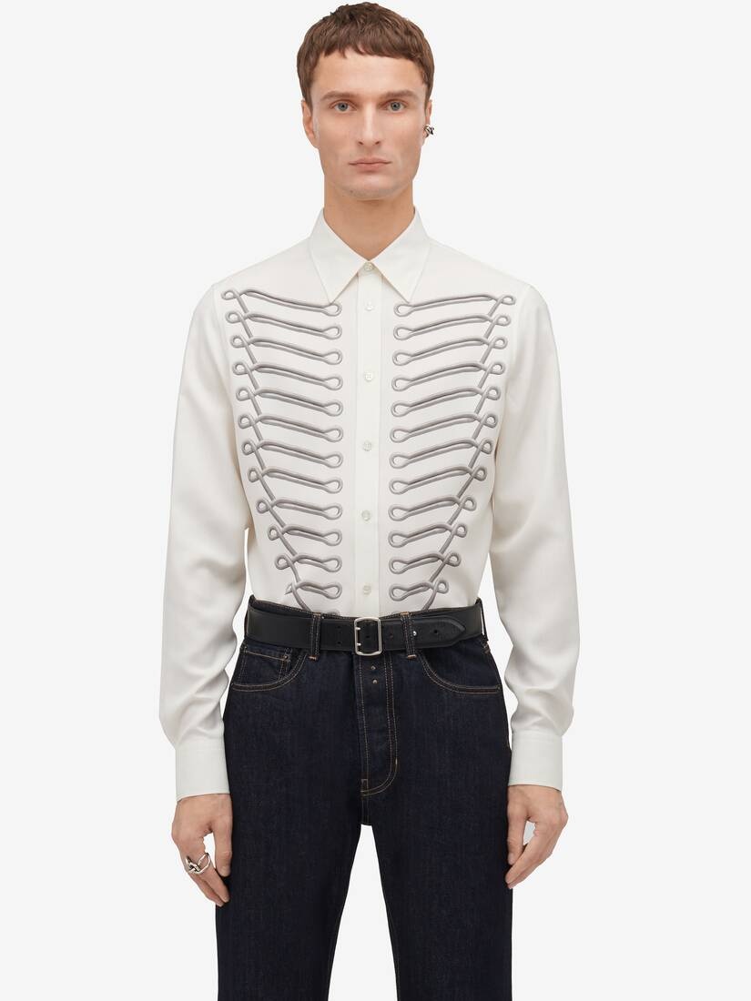 Men's Frogging Shirt in Ivory - 5