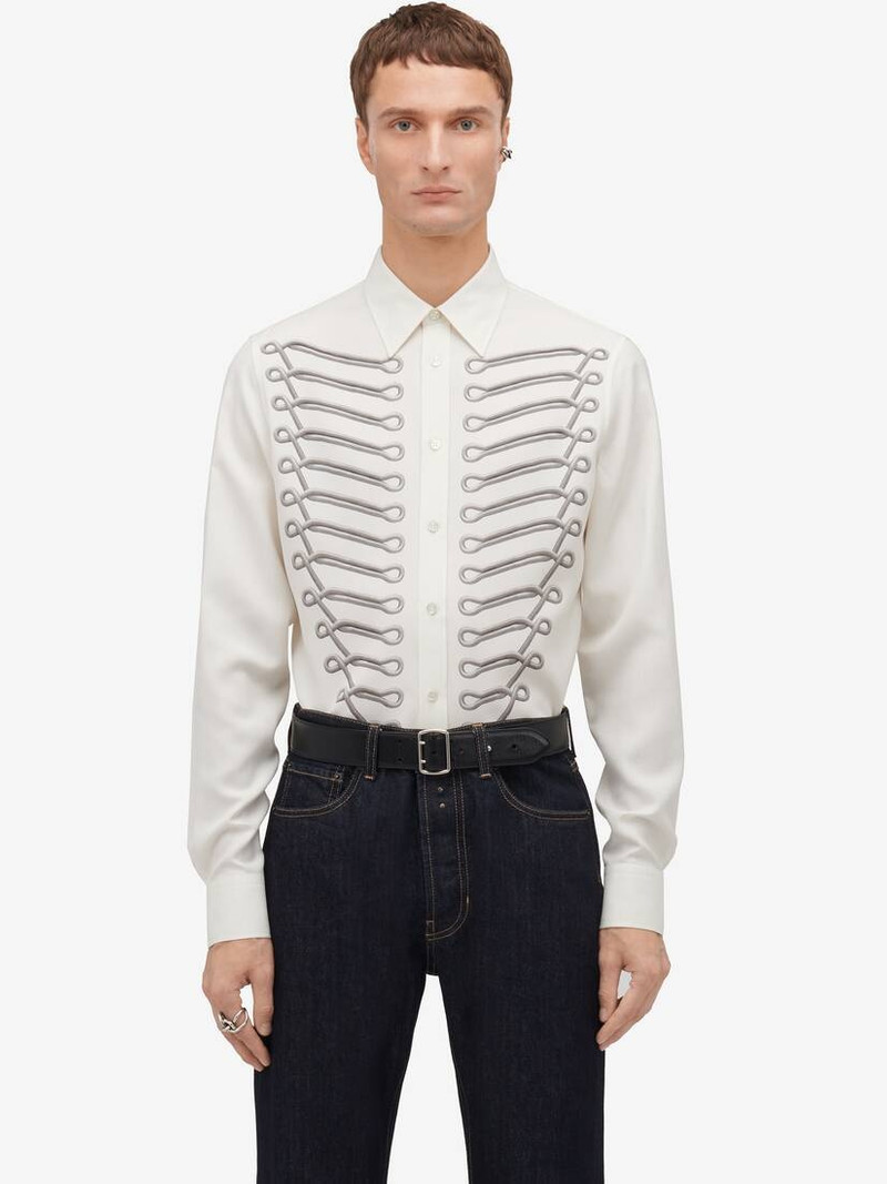 Men's Frogging Shirt in Ivory 5