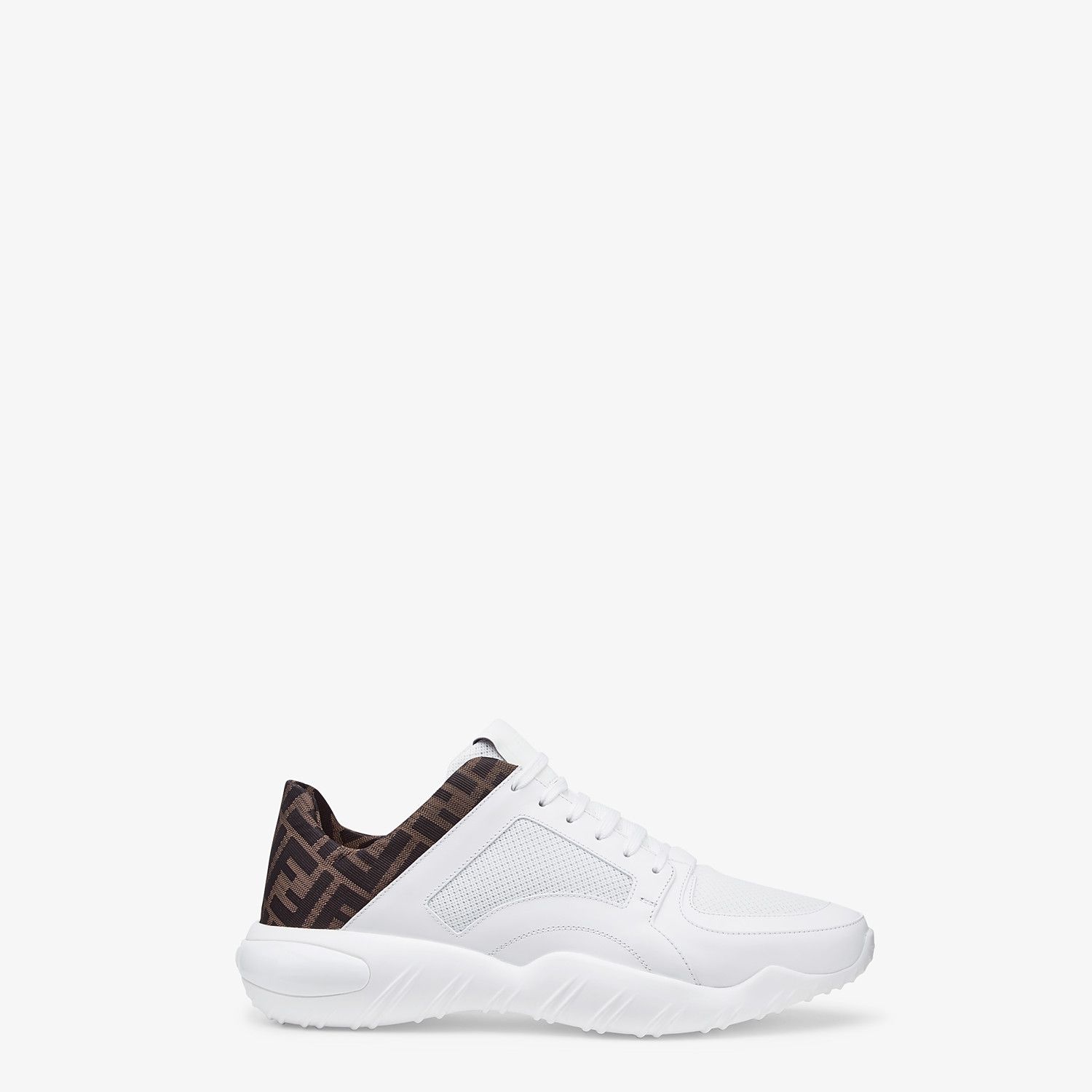 Low-tops in white tech mesh and leather - 1