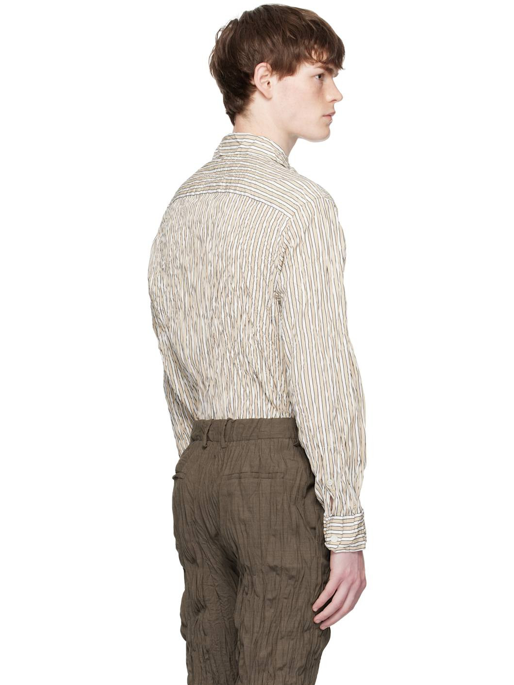 Beige & White Crushed Tech Shirt - 3