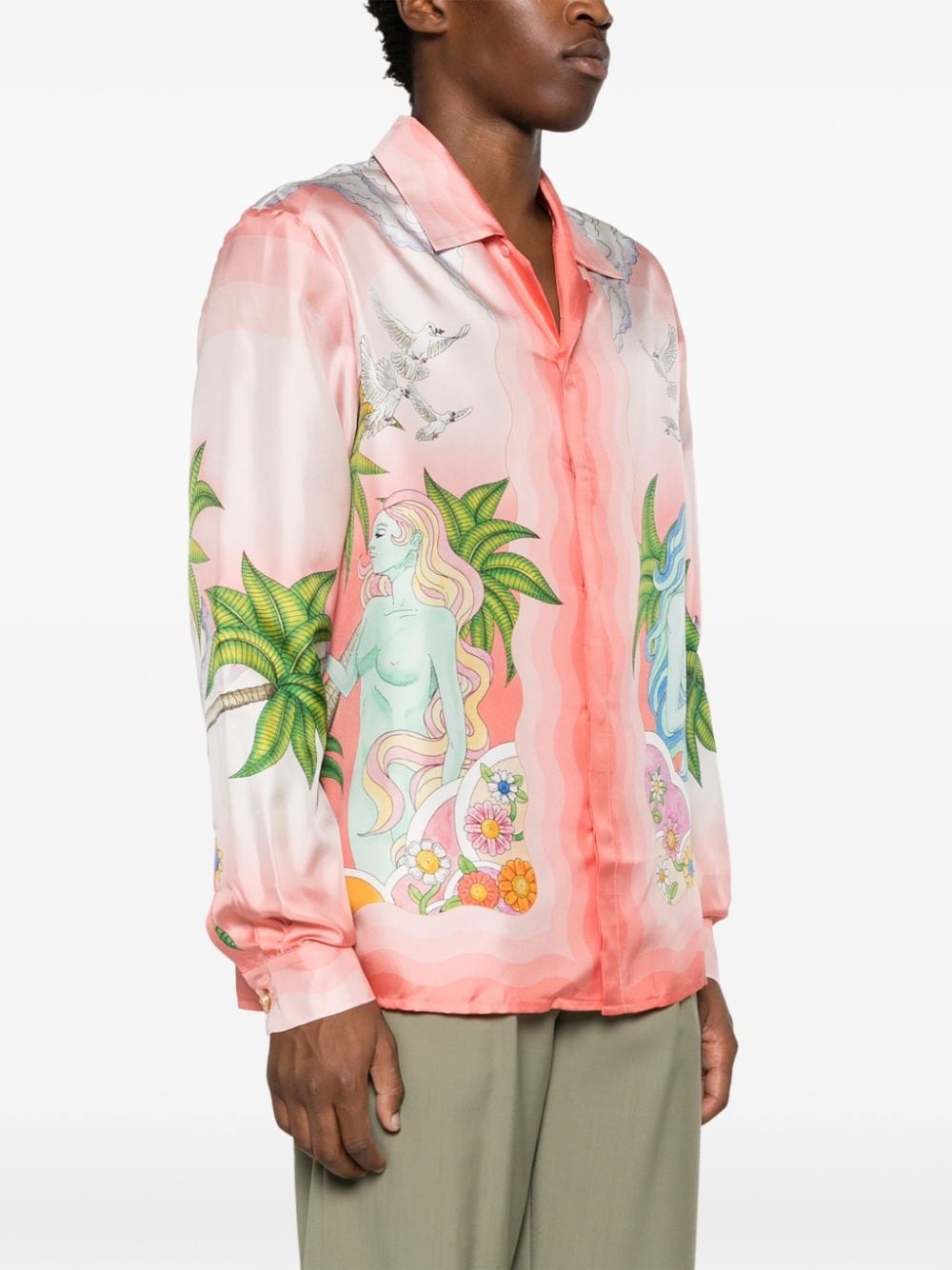 Paix Et Amour Tennis Club-print silk shirt - 4