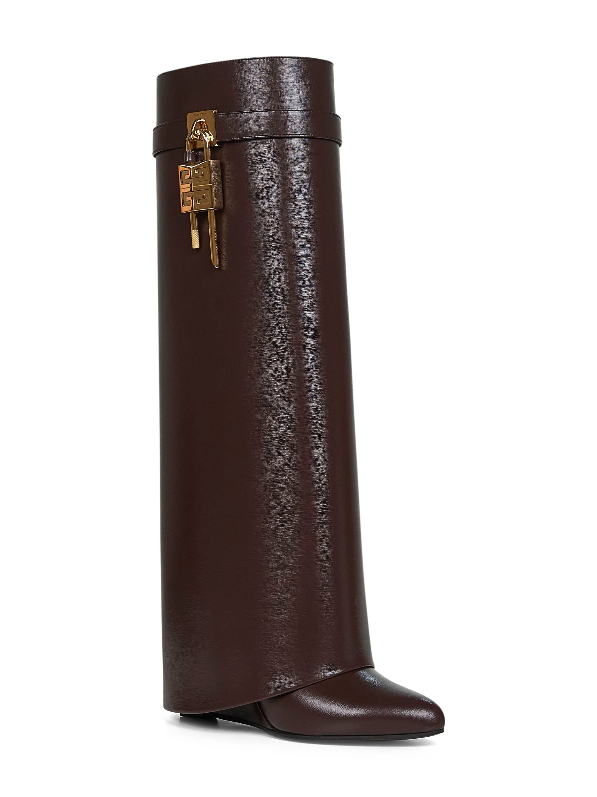 Brown leather Shark Lock boots - 2