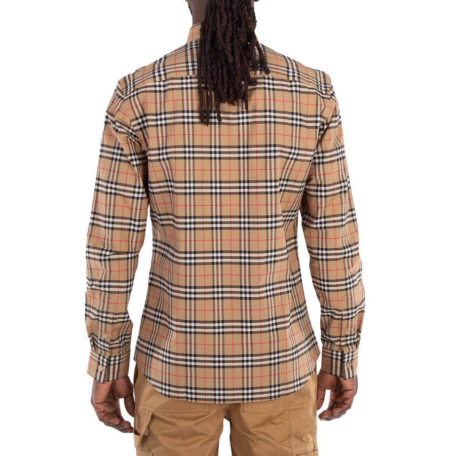 Burberry Men's Small Scale Check Stretch Cotton Long-sleeve Shirt - 3