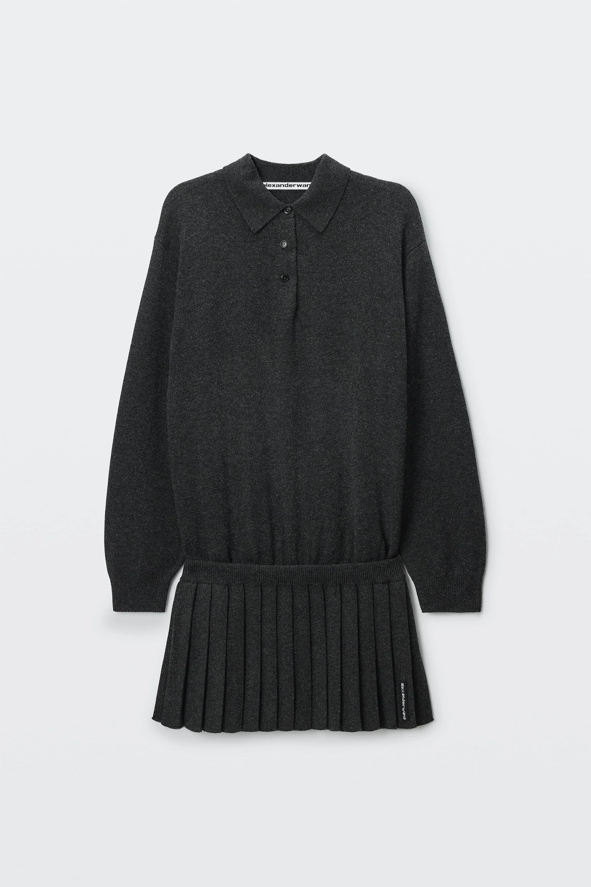 LONG SLEEVE POLO DRESS WITH HEAT PRESSED SKIRT - 1