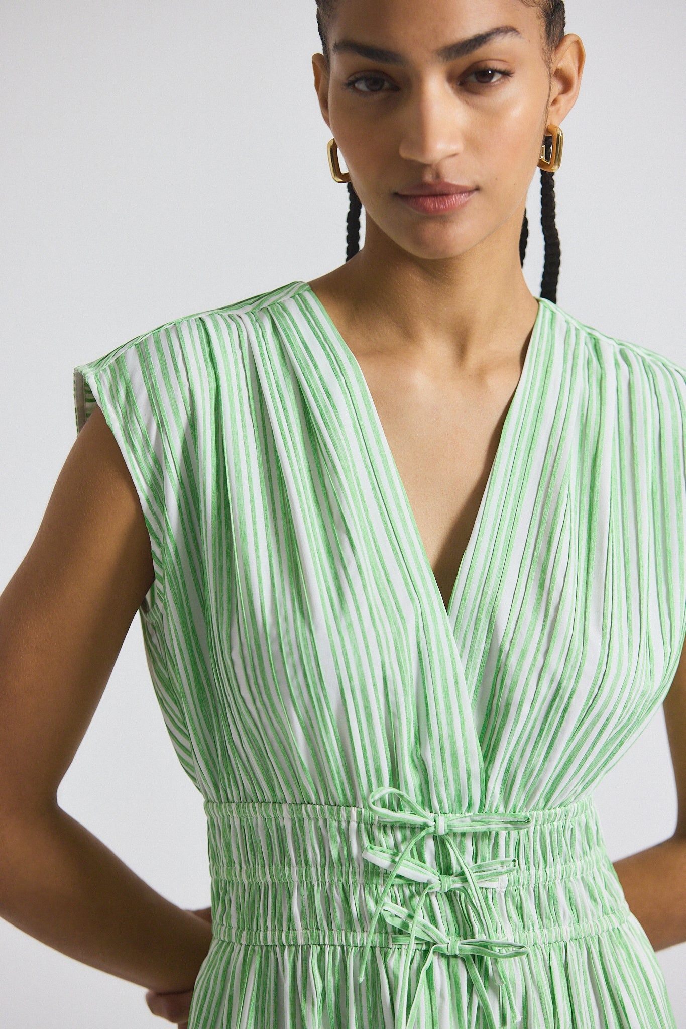 TORA PINTUCK STRIPE SHIRTING DRESS - 2