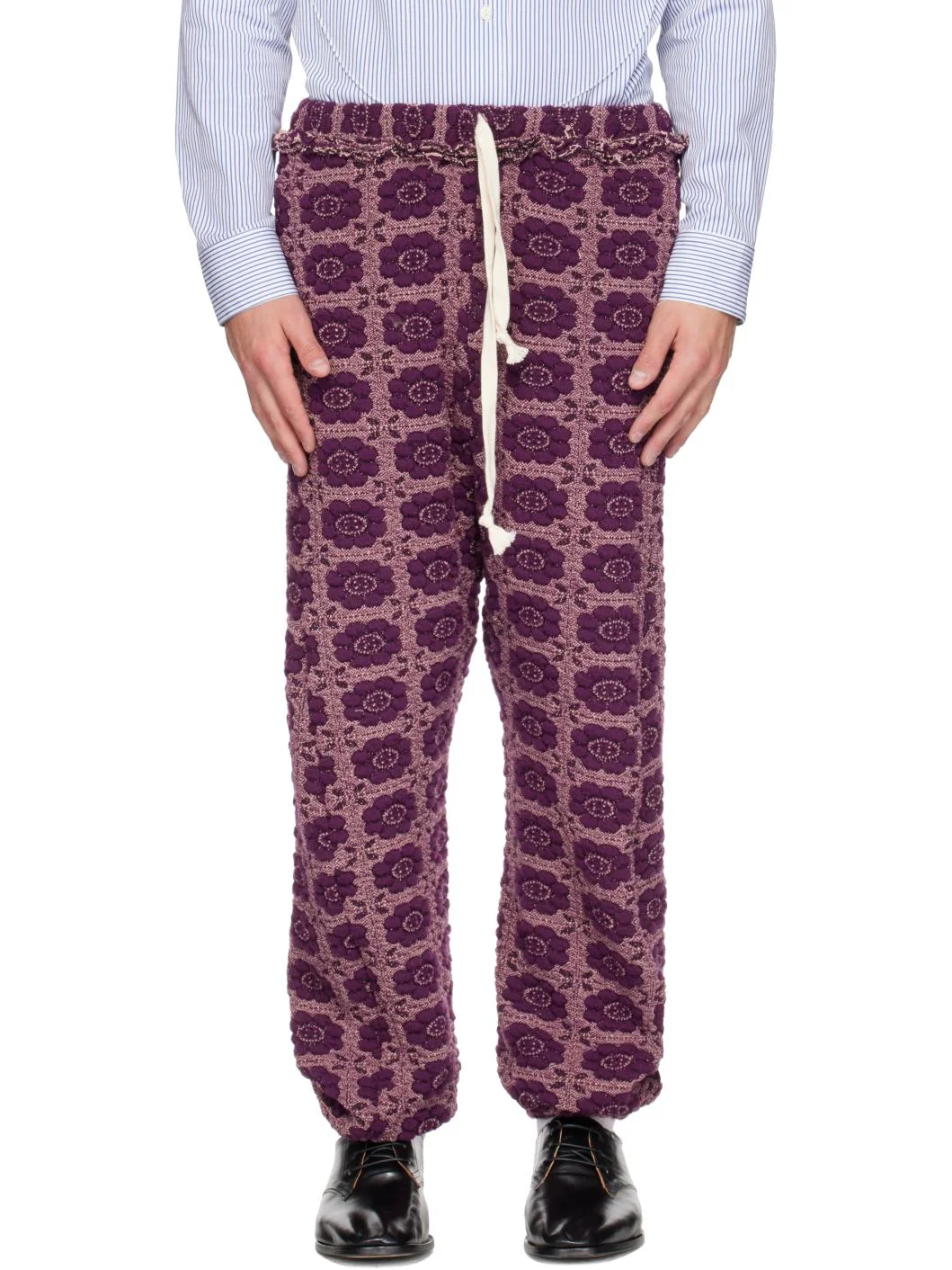 Purple Vertical Garden Twisted Track Pants - 1
