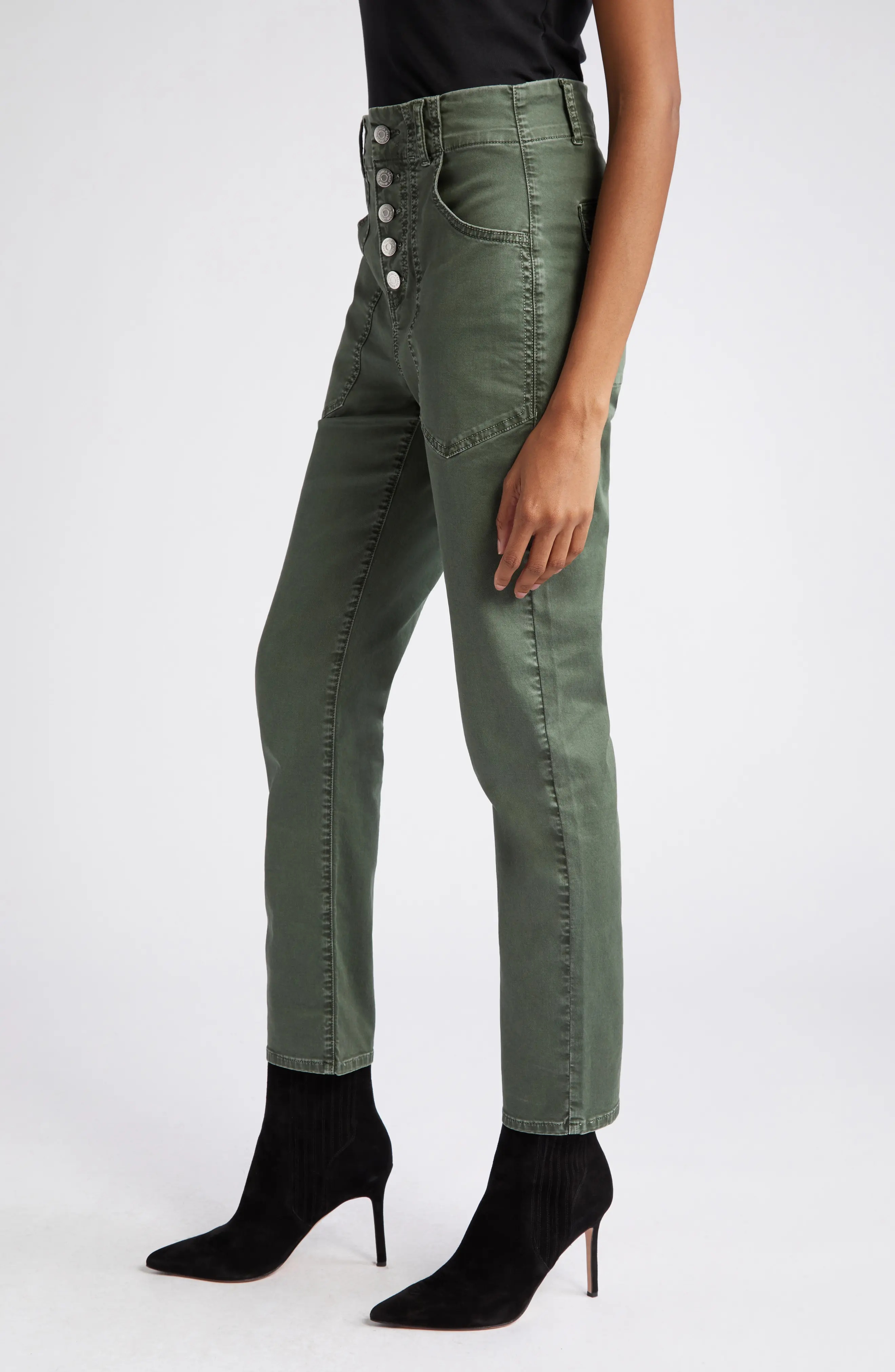 Arya Button Fly Stretch Cotton Pants - 4