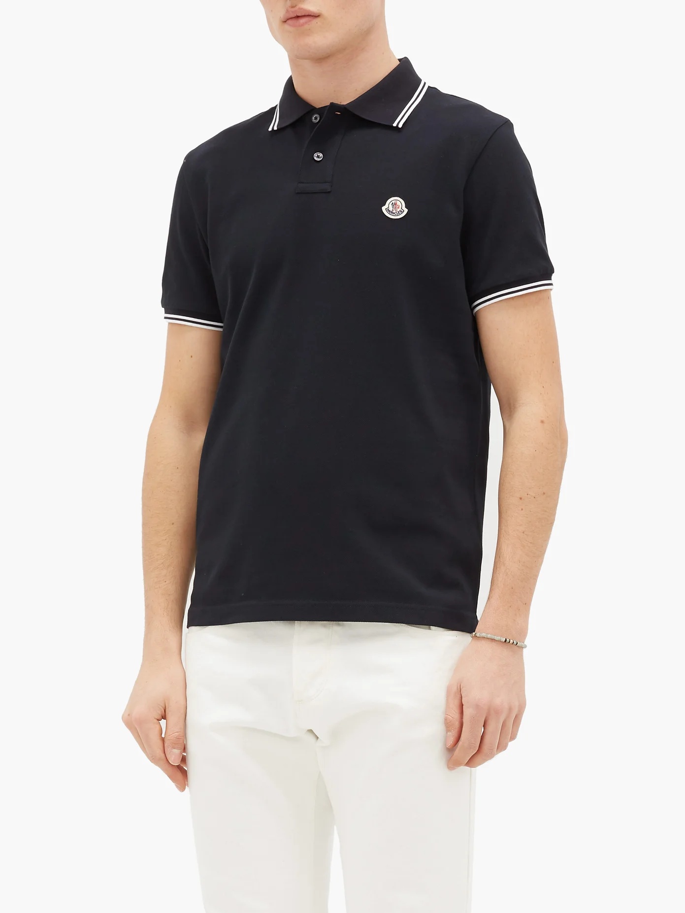 Logo-patch cotton-piqué polo shirt - 2