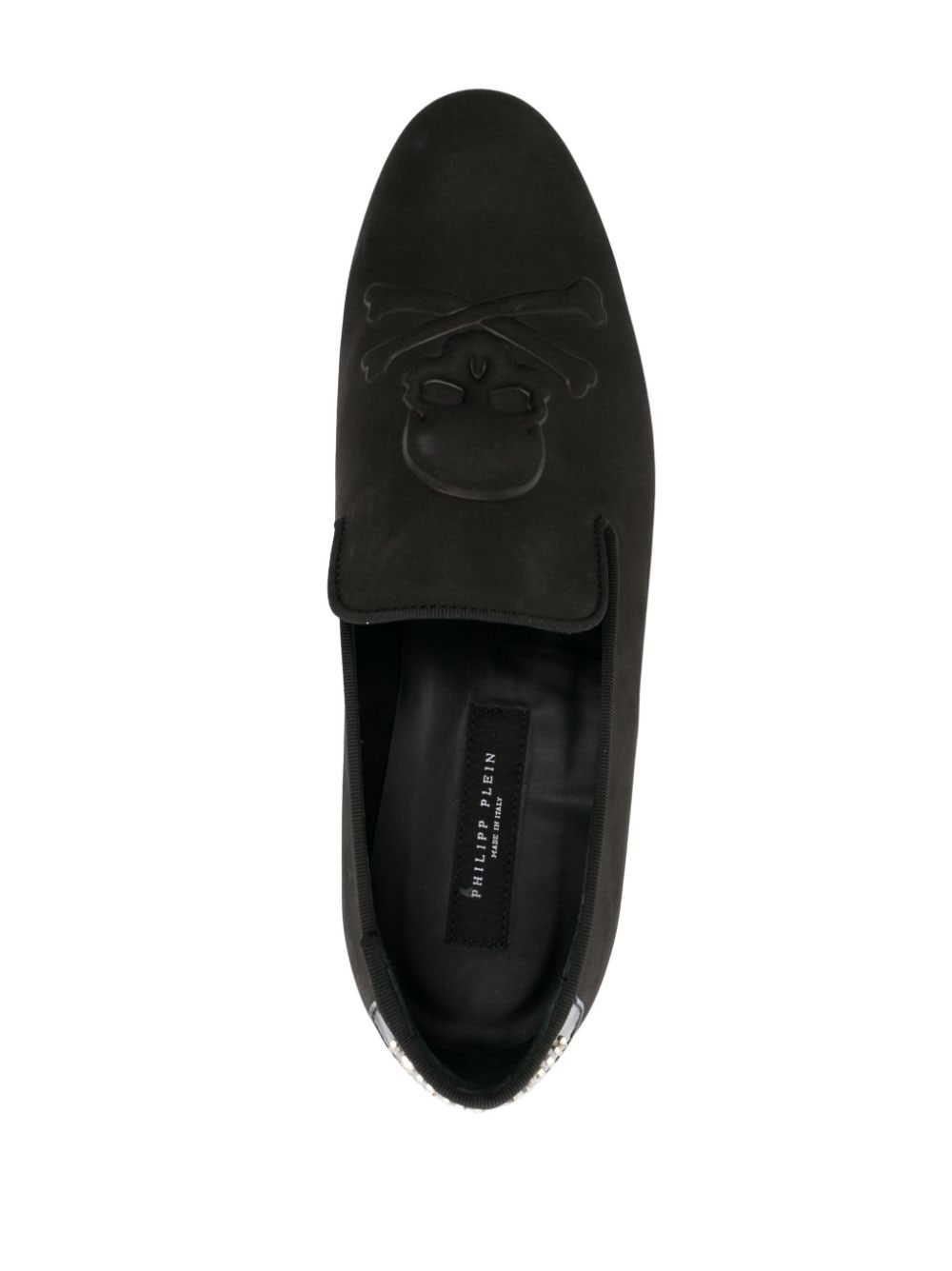 skull-embroidered suede loafers - 4
