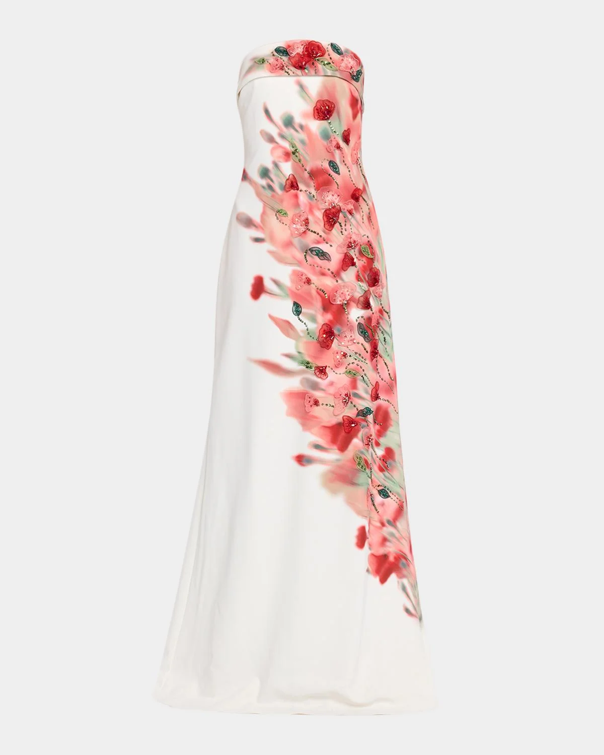 Strapless Floral-Print Crepe Gown - 1