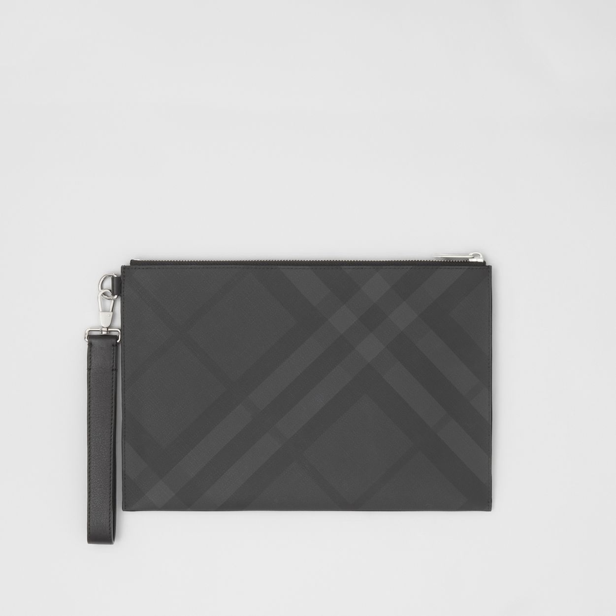 London Check and Leather Zip Pouch - 1