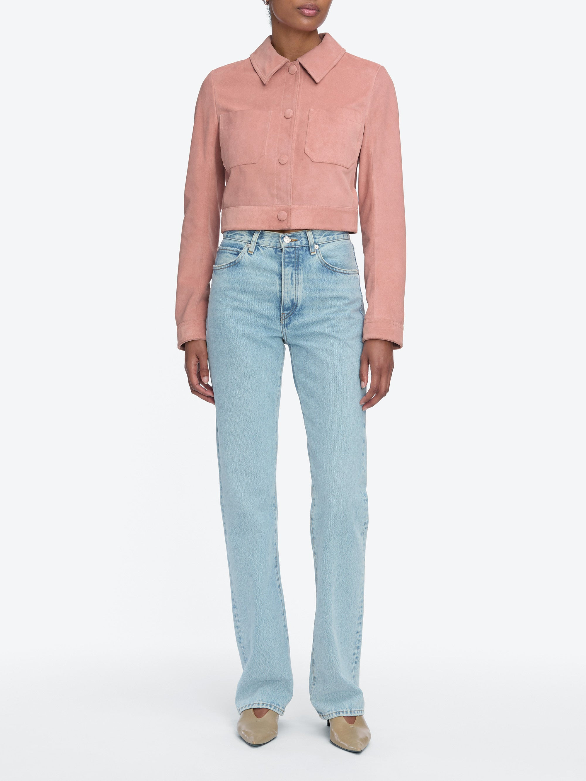 The Small Suede Jacket in Flamingo - 2