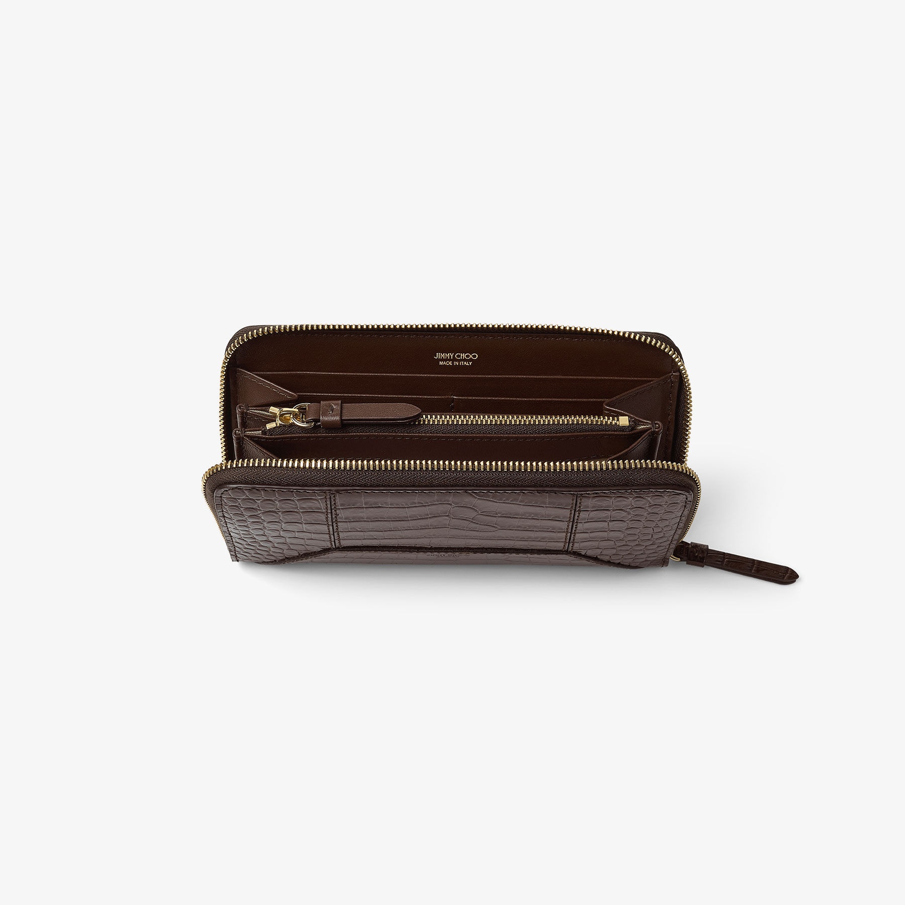 DM Pippa
Chocolate Croc Embossed Calf Leather Wallet - 3