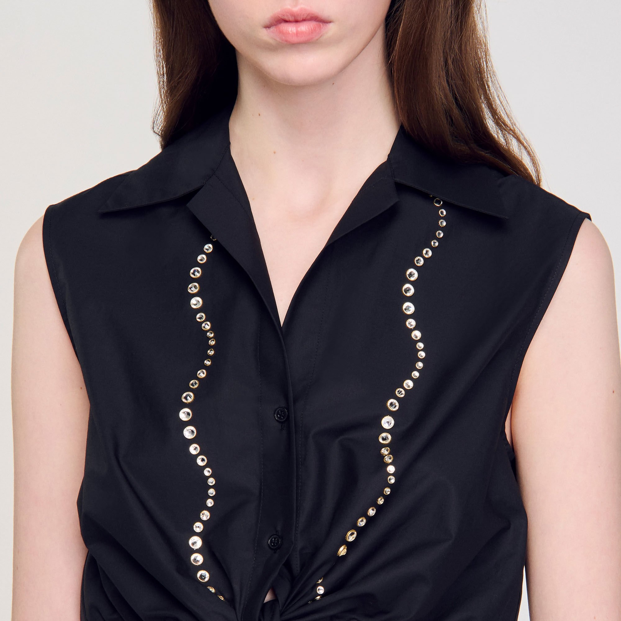 RHINESTONE CROPPED SHIRT - 3