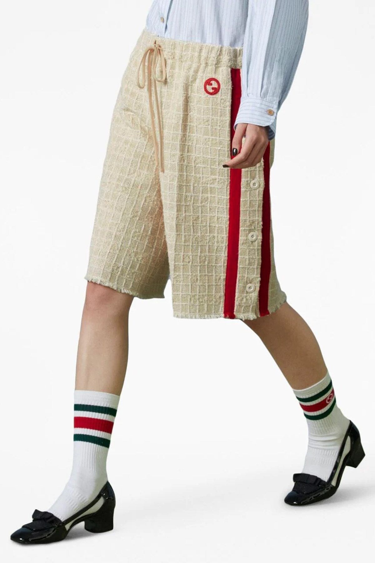 ショートパンツ GUCCI Contrast band tweed bermuda shorts GUCCI Gucci Women Contrast Band Tweed Bermuda Shorts