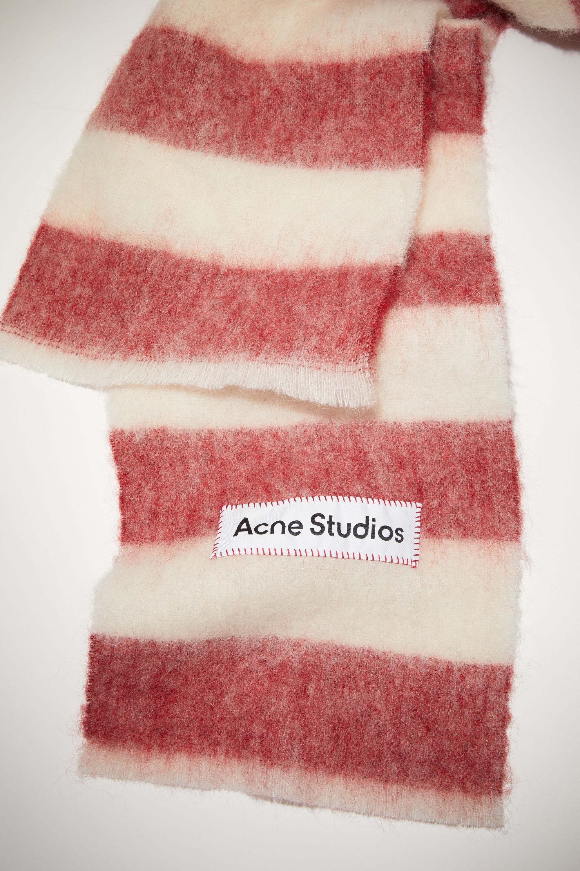 Wool-blend stripe scarf - Red/white - 4
