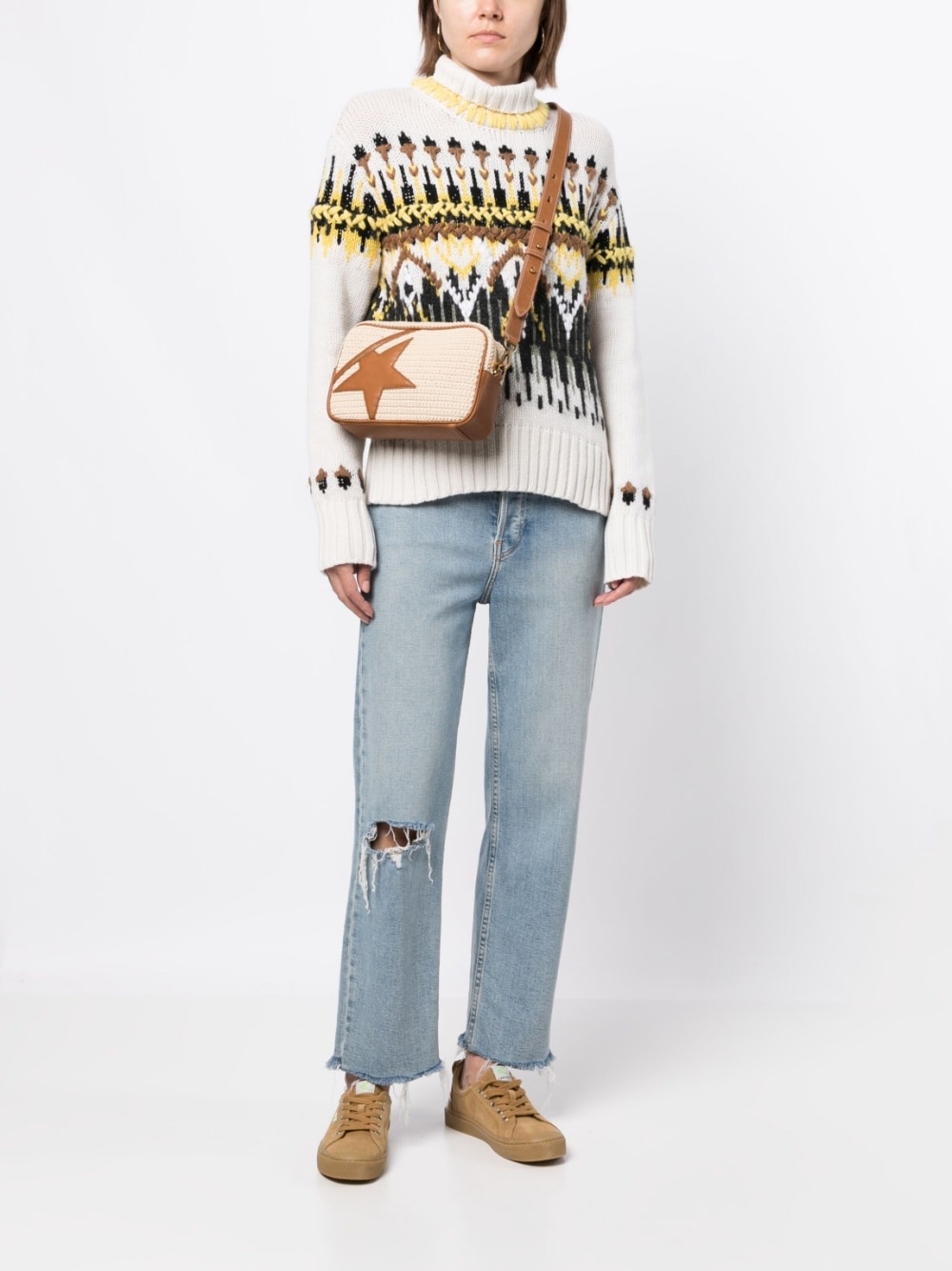 Star-patch crochet crossbody bag - 2