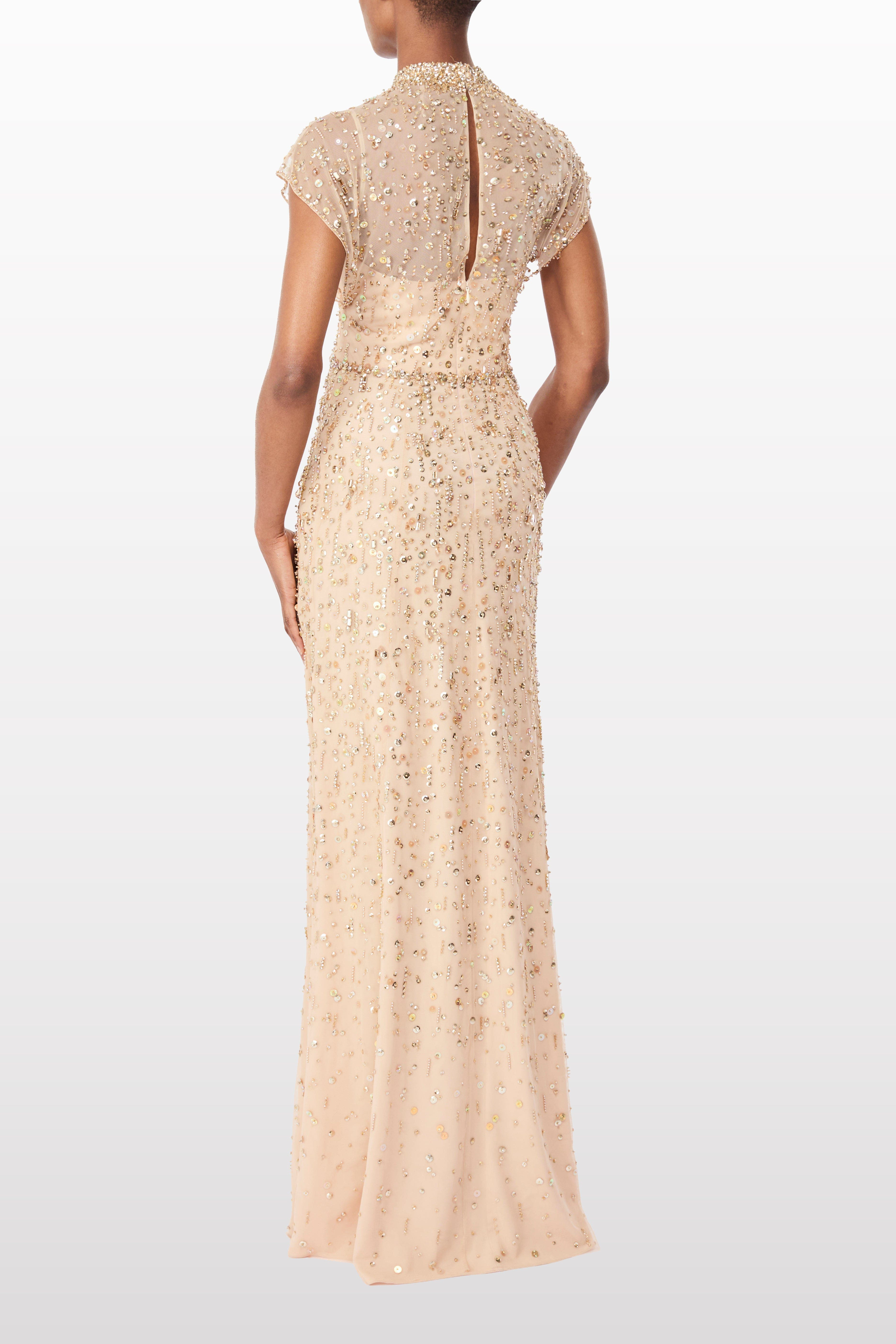 Jenny Packham Crystal Drop embellished high-neck maxi dress in Illusion at Nordstrom - 3