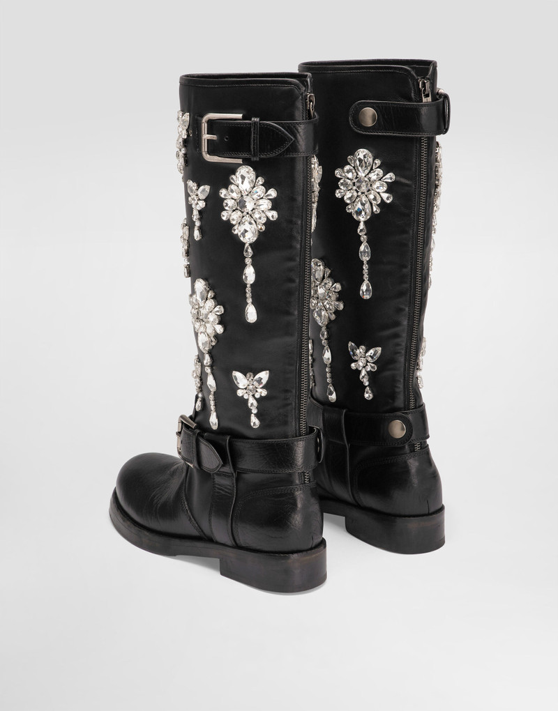 Dolce & Gabbana Horse leather boots with crystal embroidery outlook