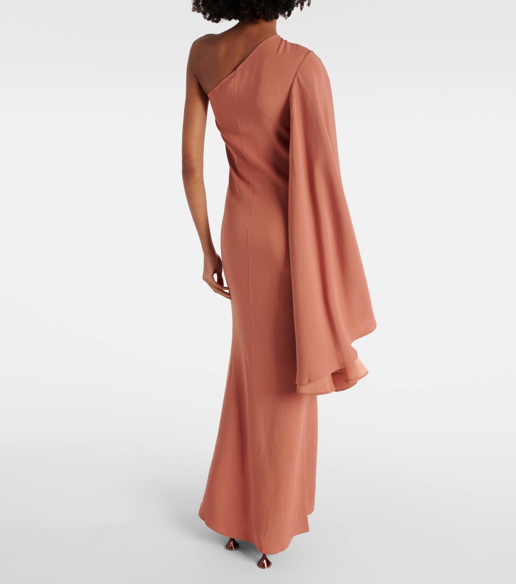 Sifnos one-shoulder crêpe cady gown - 3
