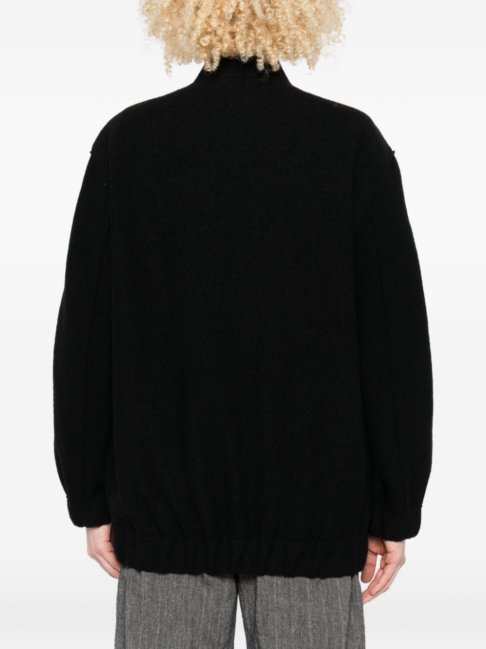 zip-front balloon-sleeve jacket - 4